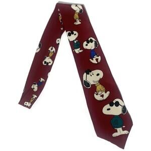 Charlie Brown Peanuts Snoopy Neck Tie Red Joe Cool 57" x 3.75"